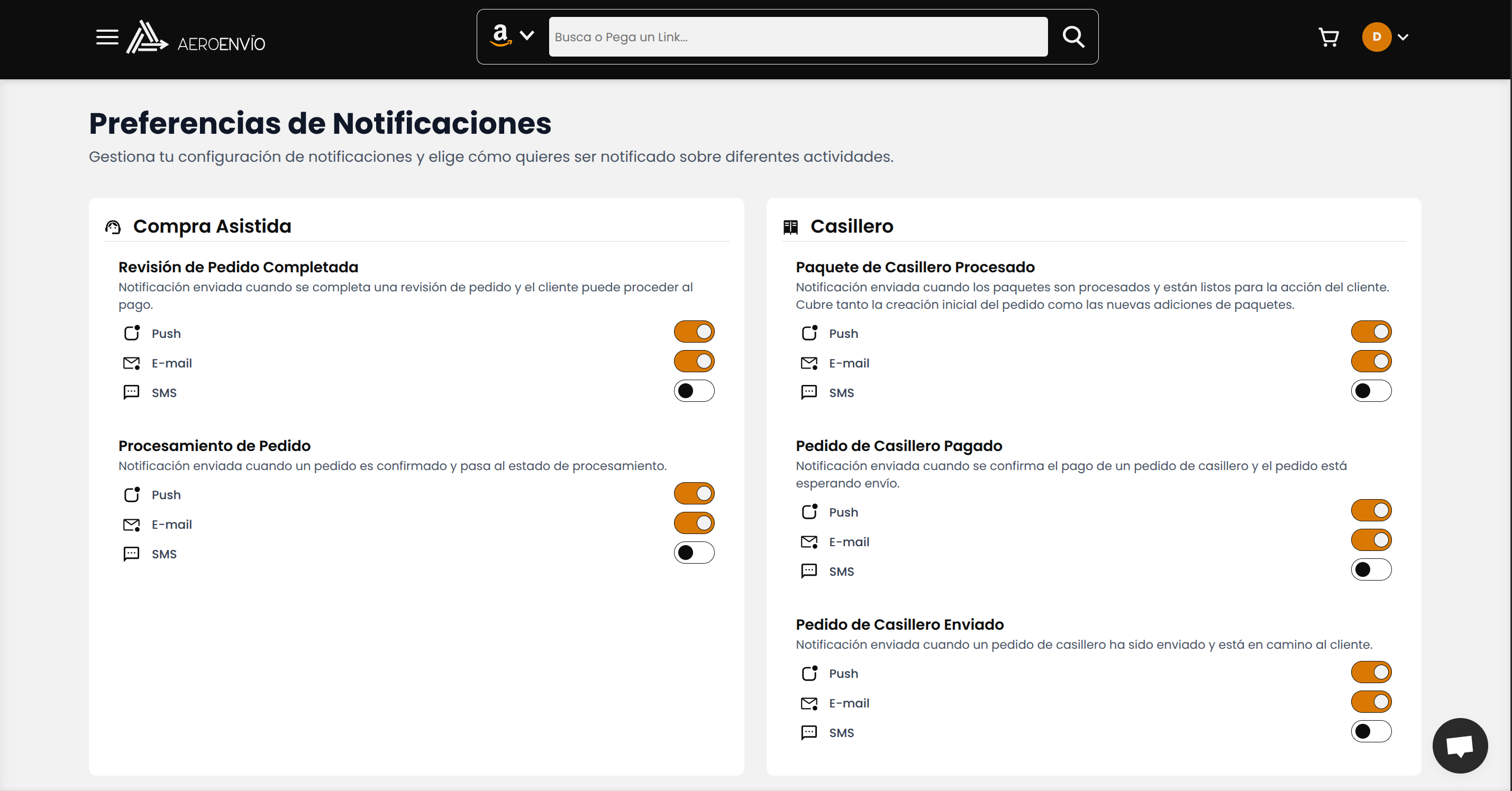 Notification Preferences Screenshot