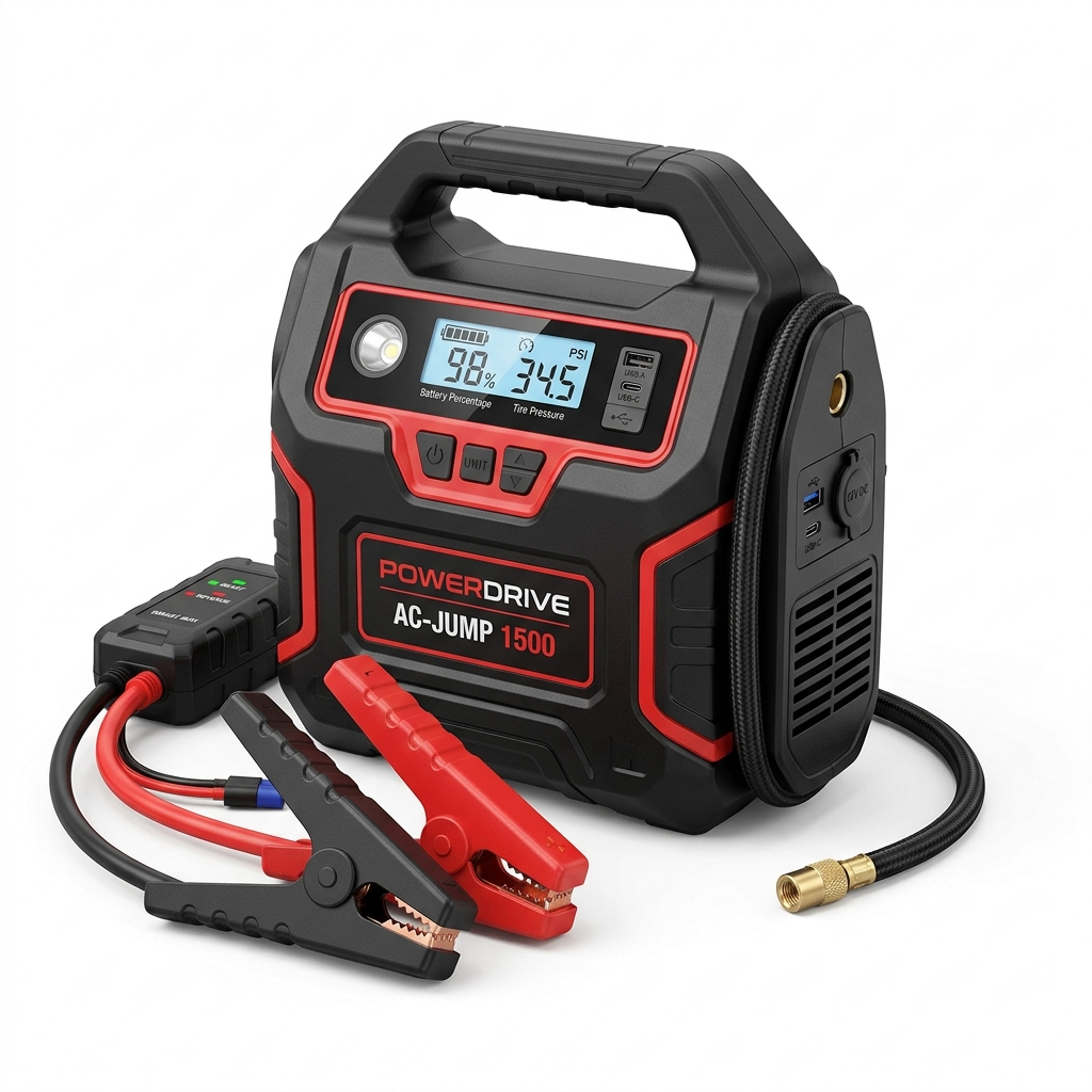 Arrancador Portátil Jump Starter 12V High Power con Compresor