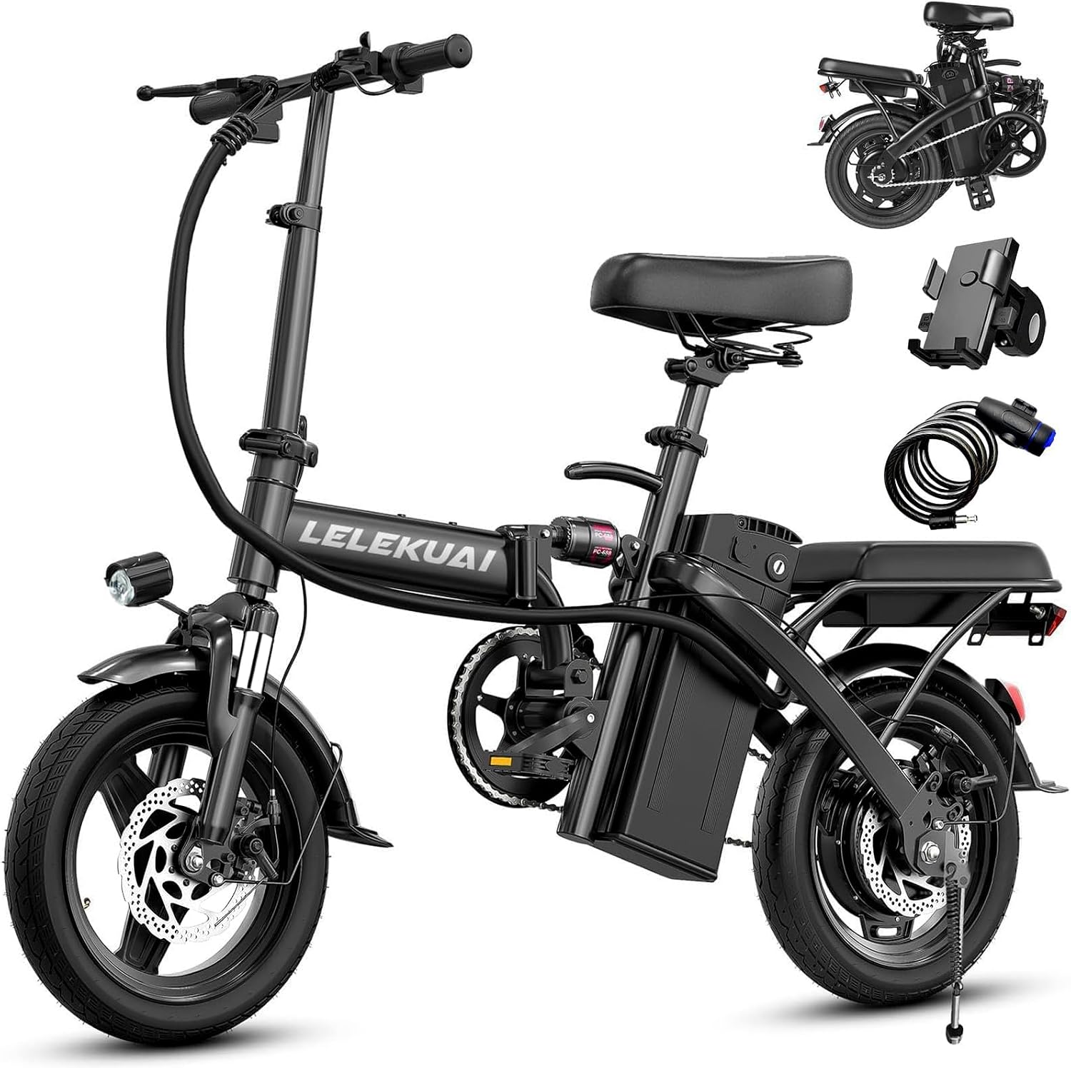 LELEKUAI Electric Bike for Adults, 1200W Peak Motor Commuter Ebike, 20-28MPH Speed, 32 Miles Range
