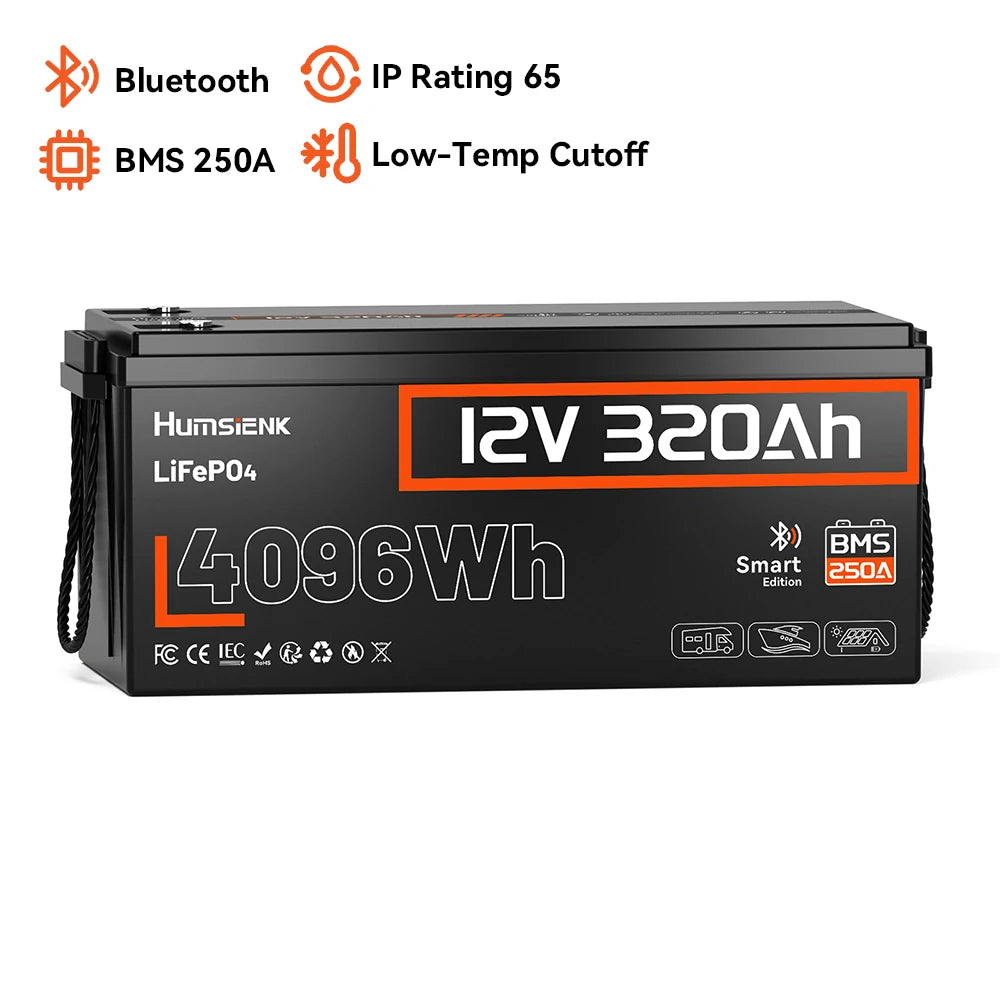 HUMSIENK Batería LiFePO4 12V 320Ah con Bluetooth