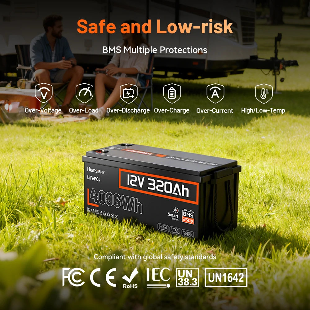 HUMSIENK Batería LiFePO4 12V 320Ah con Bluetooth
